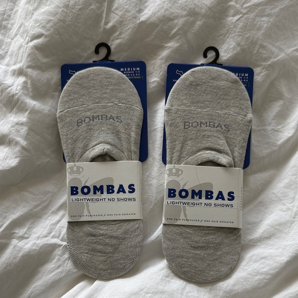 Bombas Heather Gray Lightweight No Show Socks - NWT - set of two